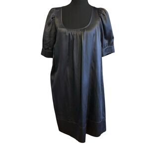 The Limited Silk Cotton Blend Mini Dress SMALL Black Y2K 2007 Black Puff Sleeve